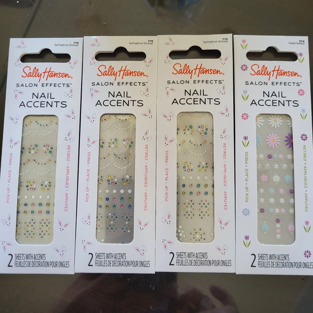 4 Pack Sally Hansen Salon Effects‎ Nail Accents Stickers Spring Easter Pastel